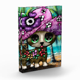 チワお洒落ホアドッグオンバケーションパームツリーズ フォトブロック