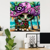 チワお洒落ホアドッグオンバケーションパームツリーズ ポスター (ホームオフィス)