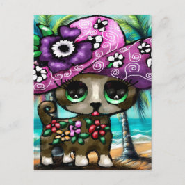 チワお洒落ホアドッグオンバケーションパームツリーズ ポストカード