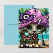 チワお洒落ホアドッグオンバケーションパームツリーズ ポストカード (正面/裏面)