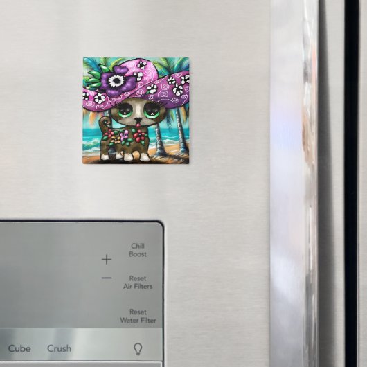 チワお洒落ホアドッグオンバケーションパームツリーズ マグネット (インサイチュ (冷蔵庫))