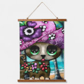 チワお洒落ホアドッグオンバケーションパームツリーズ 吊り下げ型タペストリー (正面)