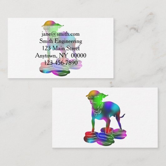 チワカラフルフアハンバ飛んでいるグ 名刺 (正面/裏面)