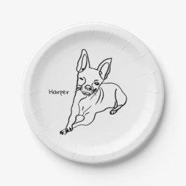 チワスタイリッシュワパーソナライズされた：ラインアートデコール ペーパープレート