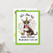 チワハおもしろいドーナツ誕生日パーティーの招待 カード (正面/裏面インサイチュ)