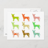 チワパターン(の模様が)あるハス ポストカード (正面/裏面)