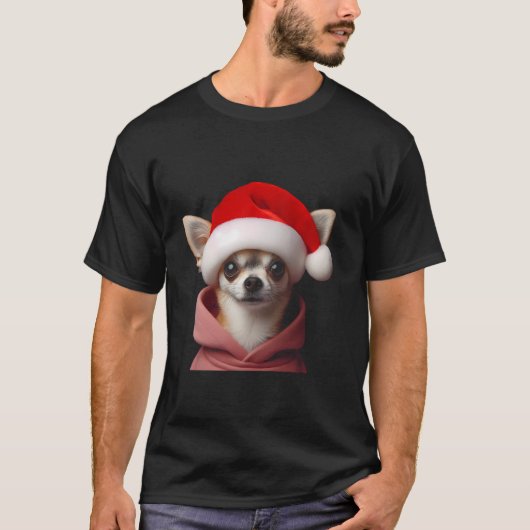 チワフアウィズサンタハットクリスマスクリスマス犬のオーナー Tシャツ (正面)