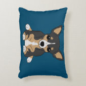 チワフアキュートトリカラーチワフアワ海ブルー アクセントクッション (正面(垂直))