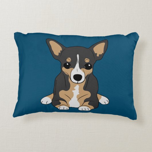 チワフアキュートトリカラーチワフアワ海ブルー アクセントクッション (裏面)