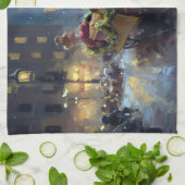 チワフアクリスマスフェスティバルシーズン キッチンタオル (折り畳み)