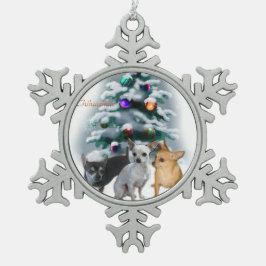 チワフアクリスマス スノーフレークピューターオーナメント