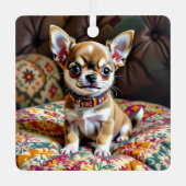 チワフアクリスマパーソナライズされたス メタルオーナメント (正面)