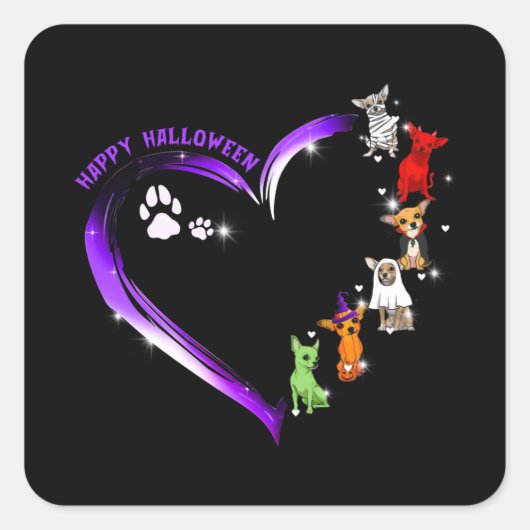 チワフアコスチュームハッピーハローウィンシャツおもしろい犬 スクエアシール (正面)