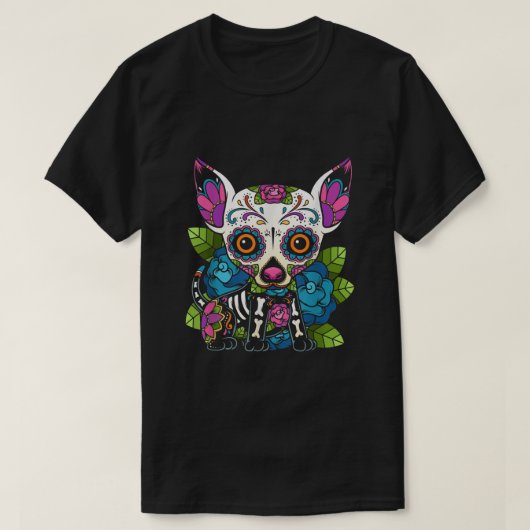 チワフアシュガースカルメキシコドッグカラベラディアデL Tシャツ (デザイン正面)