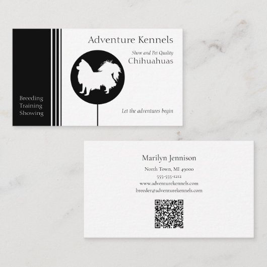 チワフアシルエットモダン白黒 名刺 (正面/裏面)