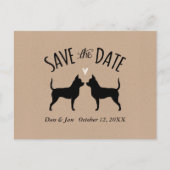 チワフアシルエット結婚式の日付を保存 案内ポストカード (正面)