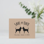 チワフアシルエット結婚式の日付を保存 案内ポストカード (スタンド正面)