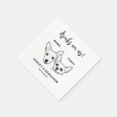 チワフアドッグス顔ペットドリンク結婚オンアメリカ スタンダードカクテルナプキン (角)