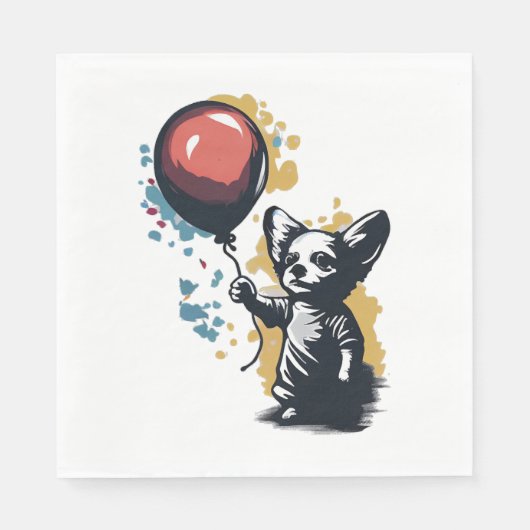 チワフアバルーンかわいい犬チワワおもしろい スタンダードランチョンナプキン (正面)