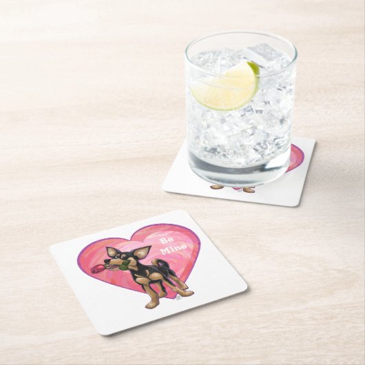 チワフアバレンタインデー スクエアペーパーコースター (インサイチュ)