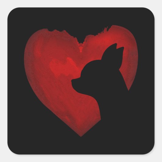 チワフアバレンタイン絵画赤いハートの贈り物 スクエアシール (正面)