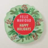 チワフアフェリズナビダハッピーホリデイリース ラウンドクッション (裏面)