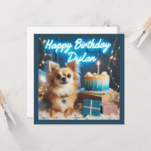 チワフアフラット誕生日カードハッピーバースデーディラン カード (正面/裏面インサイチュ)