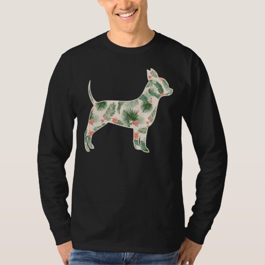 チワフアフラワーガールプリントフローラドッグハワイアンウ Tシャツ (正面)