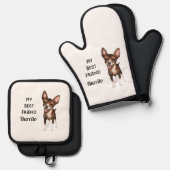 チワフアマイフレンド最高の名前をカスタムする 鍋つかみ&鍋敷きセット (正面/裏面)