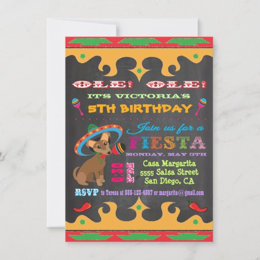 チワフアメキシカンフェスタ誕生日パーティーの招待 招待状 (正面)