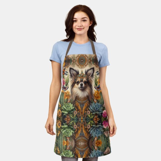 チワフアメキシコ先住民花柄エプロン エプロン (着用した状態)