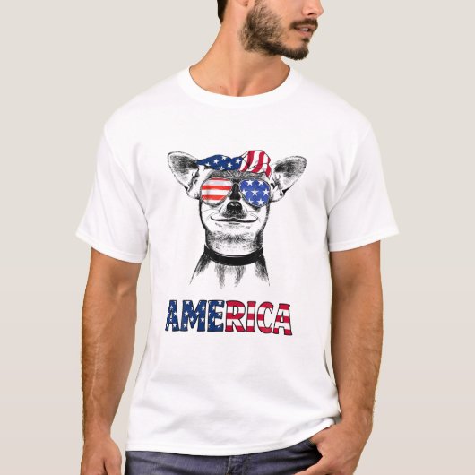 チワホアアメリカアメリカ国旗チワホアオーナー4T Tシャツ (正面)