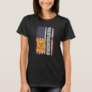 チワホアアメリカ国旗の子犬ペットドッグオウン Tシャツ