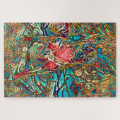 チワホアアートカラフルドサイケデリックッグポートレート ジグソーパズル (横)