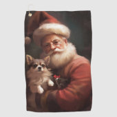 チワホアウィズサンタクロースフェスティバルクリスマス ゴルフタオル (正面)