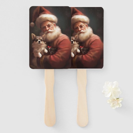 チワホアウィズサンタクロースフェスティバルクリスマス ハンドファン (正面&裏面)