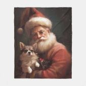 チワホアウィズサンタクロースフェスティバルクリスマス フリースブランケット (正面)