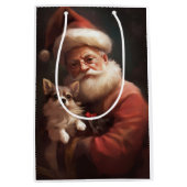 チワホアウィズサンタクロースフェスティバルクリスマス ミディアムペーパーバッグ (正面)