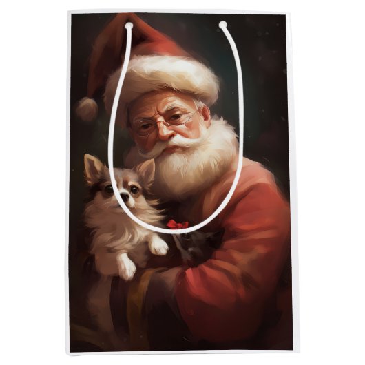 チワホアウィズサンタクロースフェスティバルクリスマス ミディアムペーパーバッグ (正面)