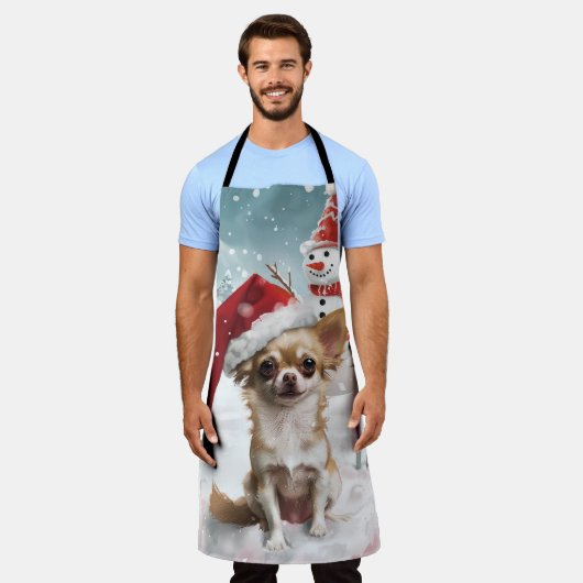 チワホアウィンターワンダーランドクリスマスジョイ エプロン (着用した状態)