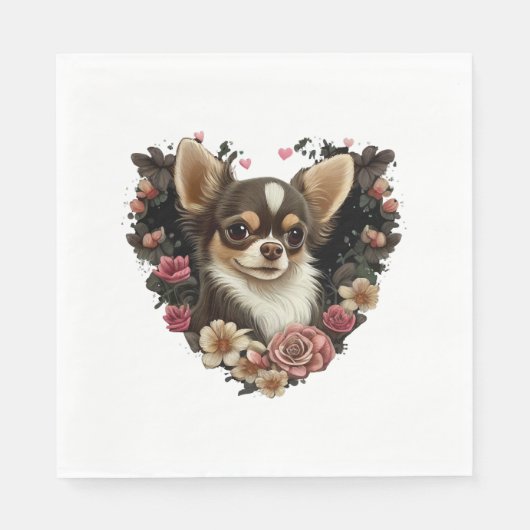 チワホアカワイドッグビューティフルフラワーガール スタンダードランチョンナプキン (正面)