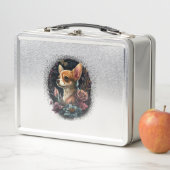 チワホアカワイドッグビューティフルフラワーガール メタルランチボックス (インサイチュ)