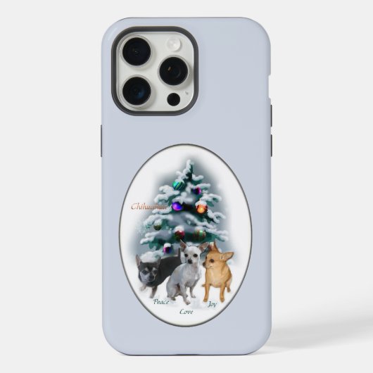 チワホアキュートブルークリスマスホリデー iPhoneケース (裏面)