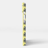 チワホアキュート犬シルエットグリッドイエロー iPhoneケース (左側面)