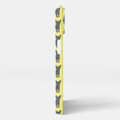 チワホアキュート犬シルエットグリッドイエロー iPhoneケース (右側面)