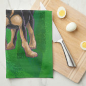 チワホアクリスマスオングリーン キッチンタオル (四つ折り)