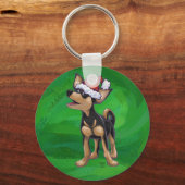 チワホアクリスマスオングリーン キーホルダー (正面)