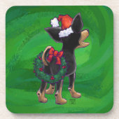 チワホアクリスマスオングリーン コースター (正面)