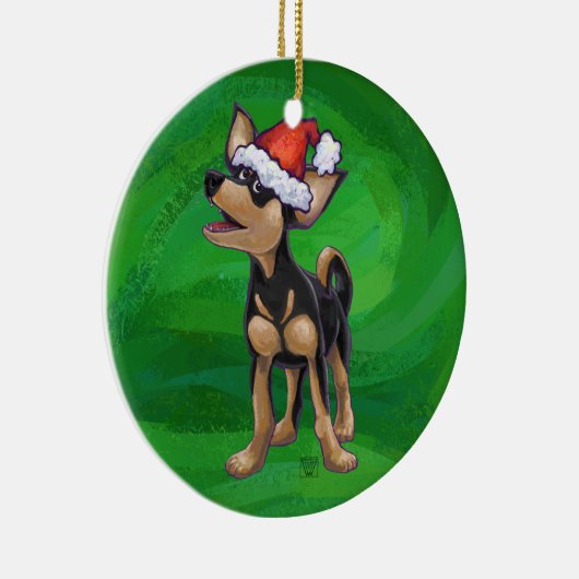 チワホアクリスマスオングリーン セラミックオーナメント (右)