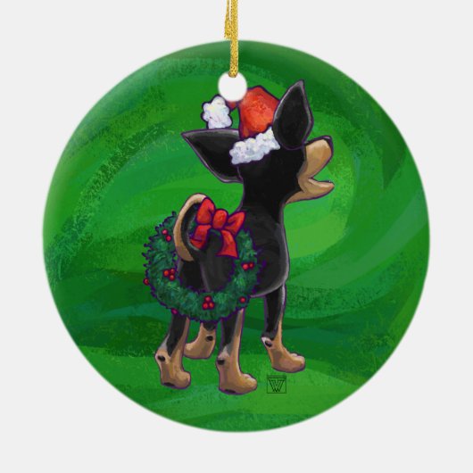 チワホアクリスマスオングリーン セラミックオーナメント (裏面)